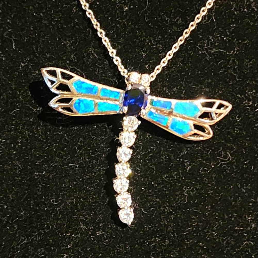 Paradise Blue Dragonfly With Opal